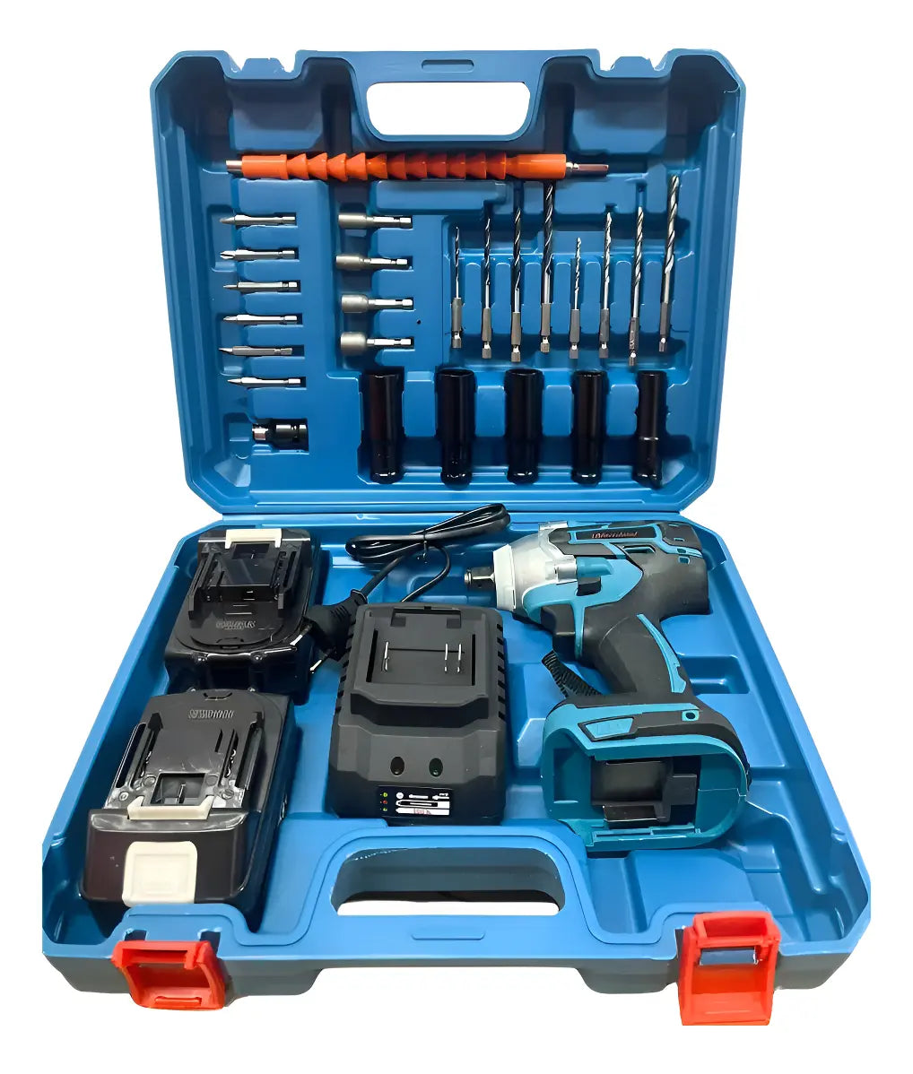 Llave De Impacto Azul Con Accesorios 128v - Herramienta