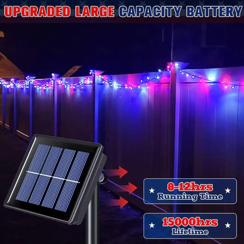 PACK X2 Guirnalda 10 M Luces Exterior Solar Adorno Fiesta Patrias