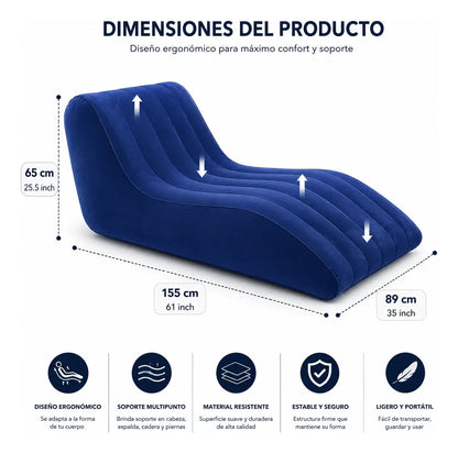 Sillon Inflable Reposera Tumbona Afelpada De Descanso 100kg