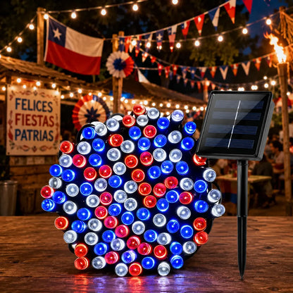 Guirnalda Luces Led Solar 10m Decoración Fiestas Patrias