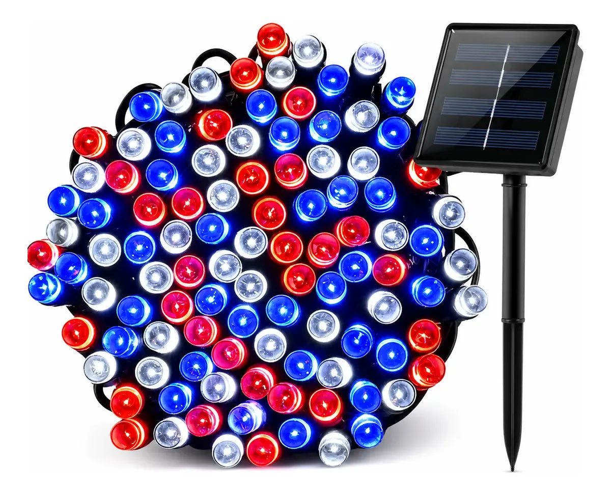 Guirnalda Luces Led Solar 10m Decoración Fiestas Patrias