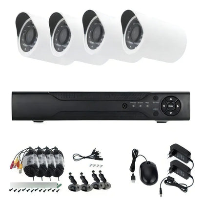 Kit Cctv Seguridad Dvr Ahd + 4 Camaras Exterior / Interior