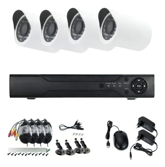 Kit Cctv Seguridad Dvr Ahd + 4 Camaras Exterior / Interior