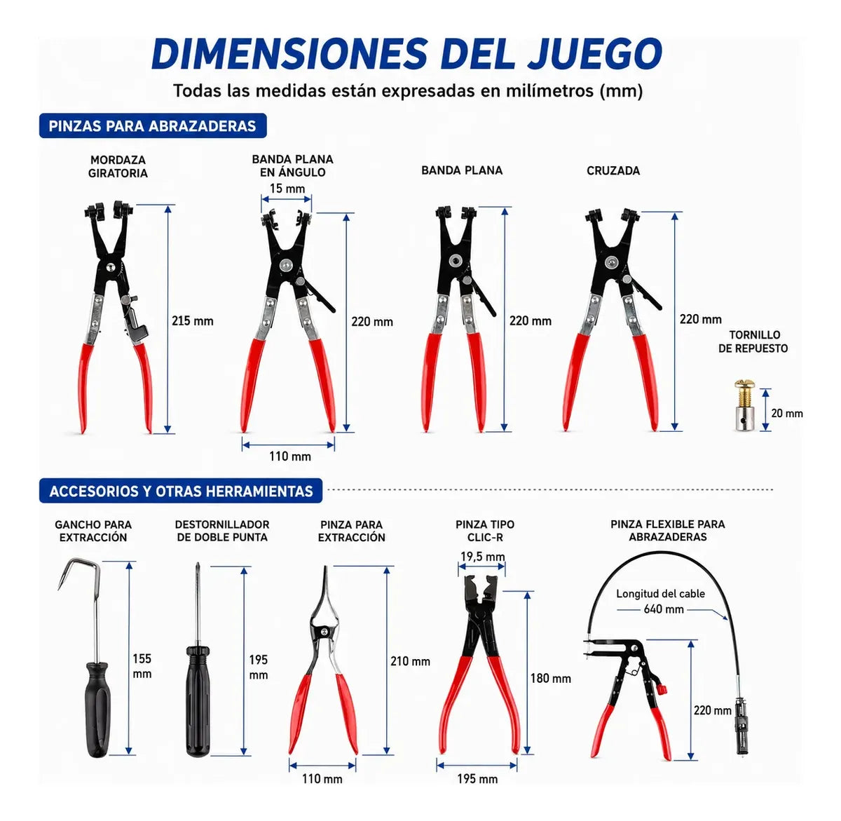 Set De Alicates Extractor Abrazaderas De Manguera Mecánica