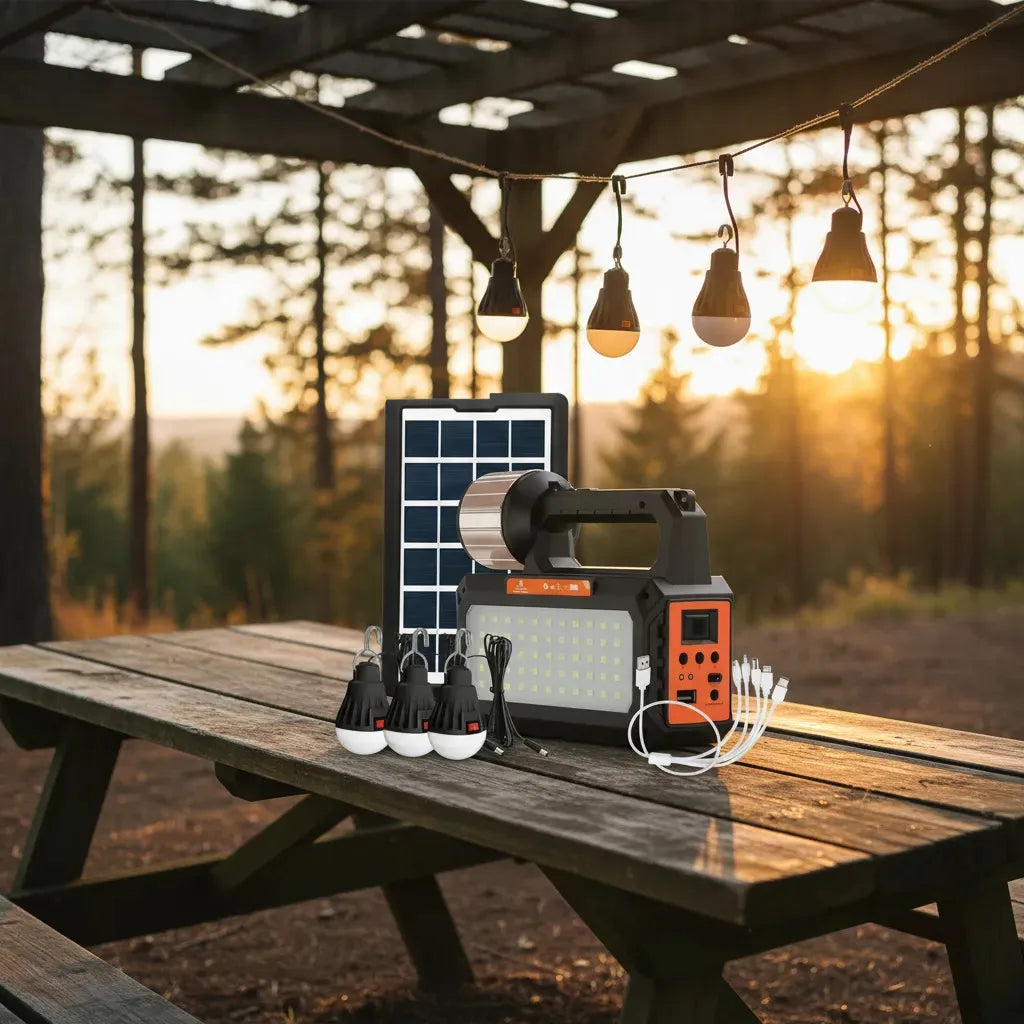 Kit Emergencia Energía Radio Solar Multiusos Ampolletas Linterna Usb