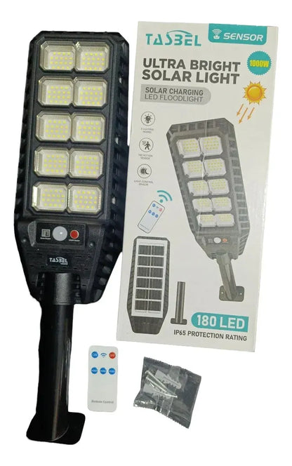 Foco Solar 1000w + Sensor + Soporte + Control Remoto 180 Led
