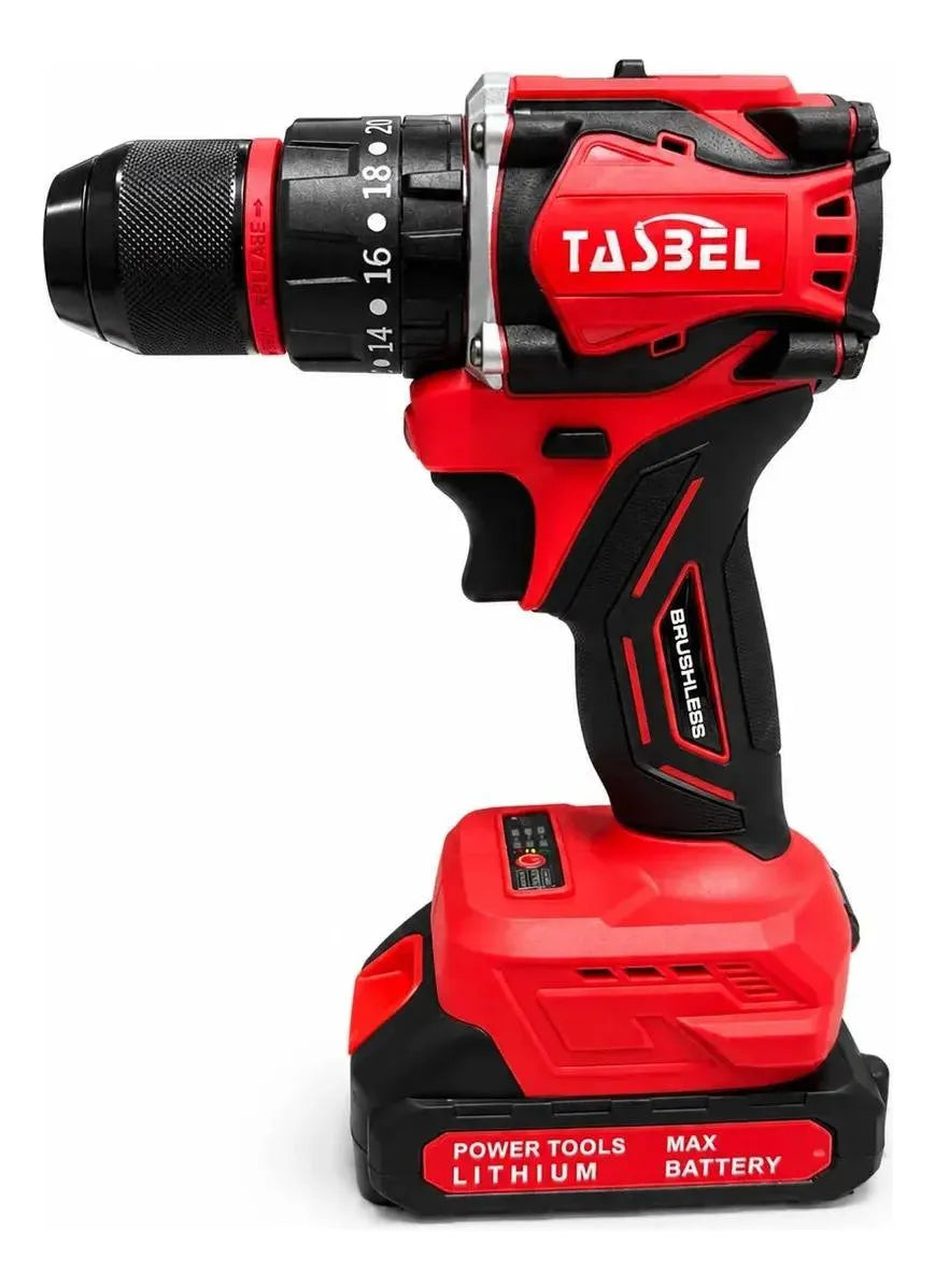 Taladro Inalámbrico Tasbel Brushless + 2 Baterías Y Cargador