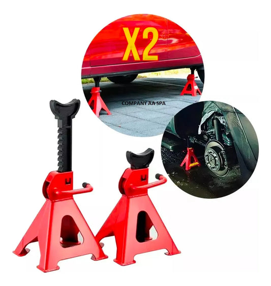 Set X 2 Caballete Mecanico 3 Toneladas Banquillo Para Autos