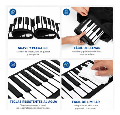 Teclado Musical Piano Flexible Roll Up 37 Teclas Portátil