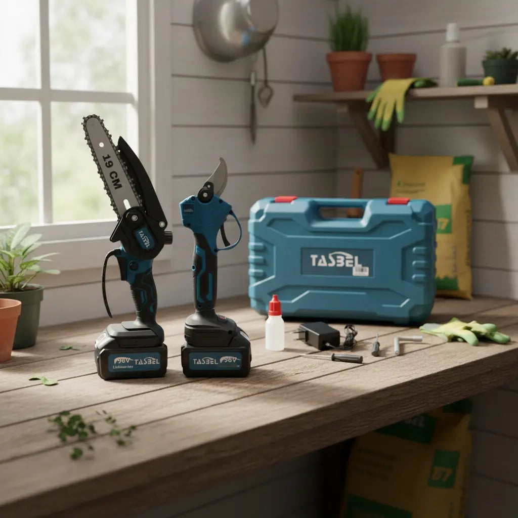 Kit Jardinería Mini Motosierra+tijera Podadora Azul Petróleo
