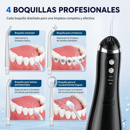 Irrigador Bucal Portátil Recargable Usb-c 4 Boquillas Dental