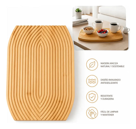 Bandeja Tabla Decorativa De Bambú Estilo Minimalista Cocina