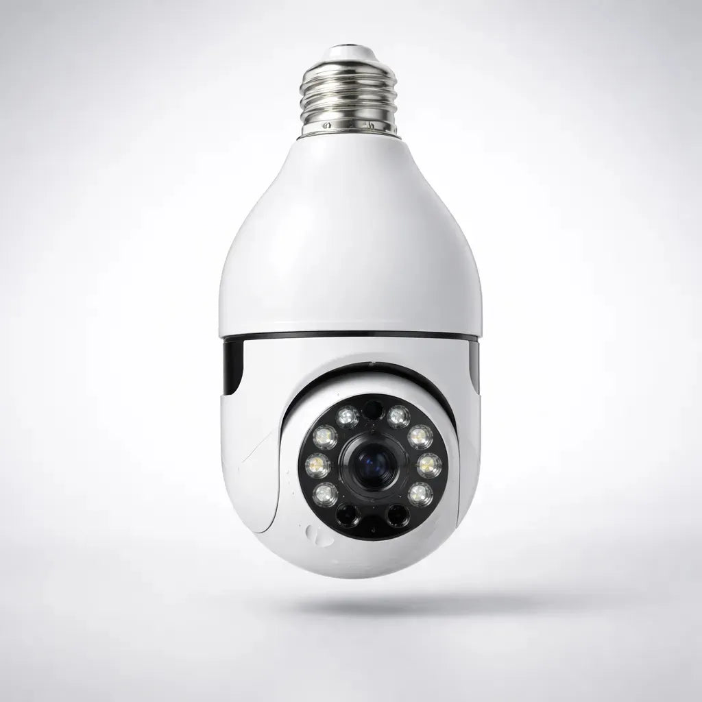 Cámara de Seguridad Tipo Ampolleta Wi-Fi 360° para Exterior con Visión Nocturna