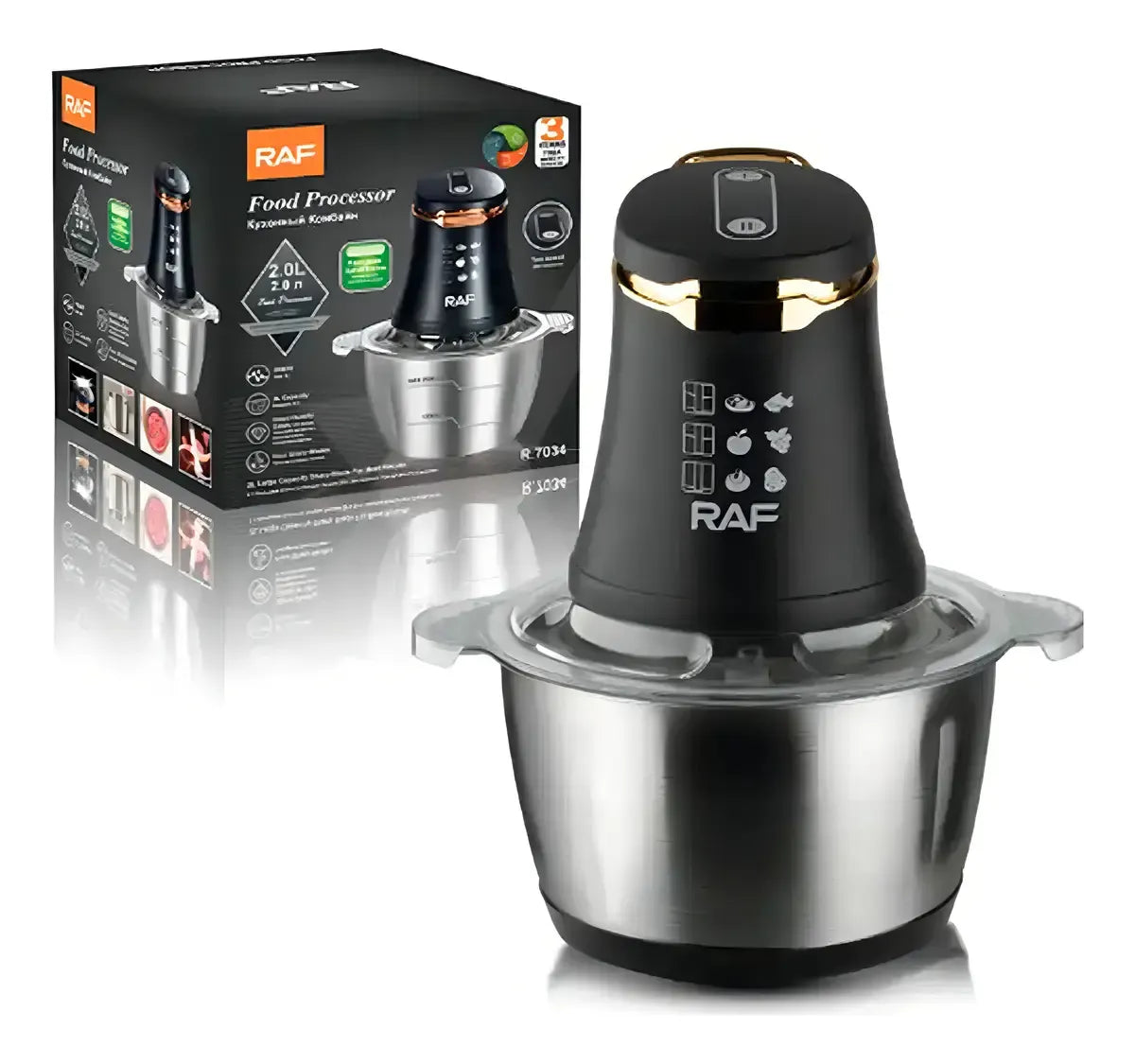Procesador De Alimentos Eléctrico Picadora Raf 2l 1000W