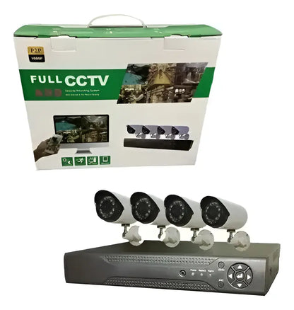 Kit Cctv Seguridad Dvr Ahd + 4 Camaras Exterior / Interior
