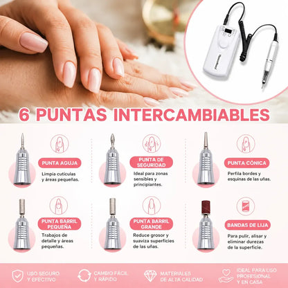 Torno De Uñas Profesional Portátil + Set De Fresas Manicura
