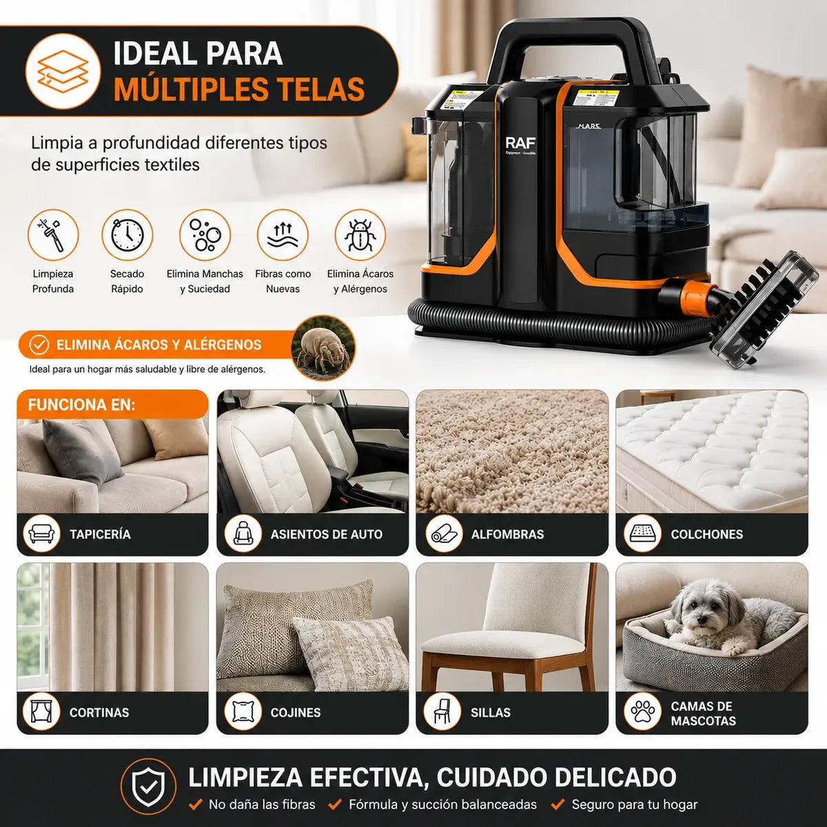 Aspiradora Limpiadora De Tapices Sillones Y Autos Raf 450w