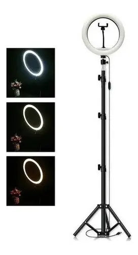 Aro De Luz Led Grande 31cm 12 Con Tripode 2.1m Tik Tok Color de la estructura Blanco+ tripode