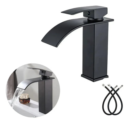 Llave Monomando Cascada Grifería Baño Negro Mate