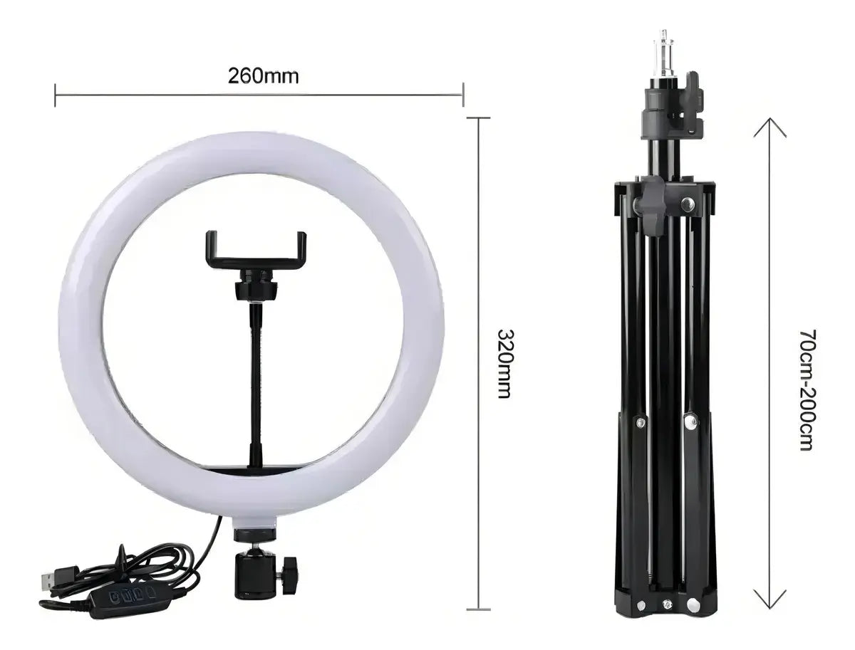 Aro De Luz Led Grande 31cm 12 Con Tripode 2.1m Tik Tok Color de la estructura Blanco+ tripode