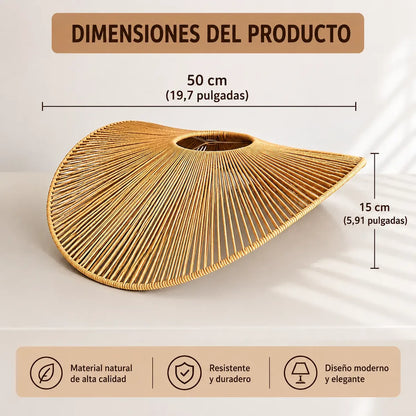 Lámpara Colgante Pantalla De Ratán Natural Estilo Boho