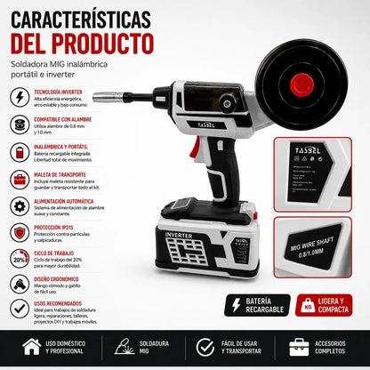 Soldadora Mig Inalámbrica Portátil Pro Tasbel Con Batería
