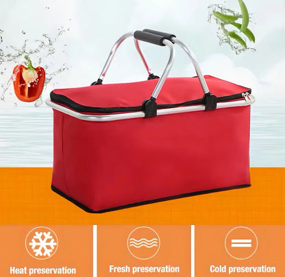 Canasta Picnic Cooler Bolso Térmica Plegable Portatil Color Azul
