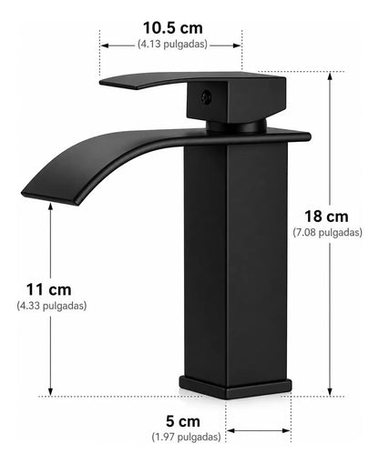Llave Monomando Cascada Grifería Baño Negro Mate