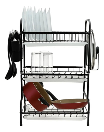 Secador Escurridor De Platos Organizador Cocina 3 Niveles, De Acero.