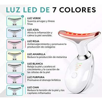 Masajeador Cara Cuello Luz Roja Reductor Papada Antiarrugas Todo Tipo De Piel Día/noche