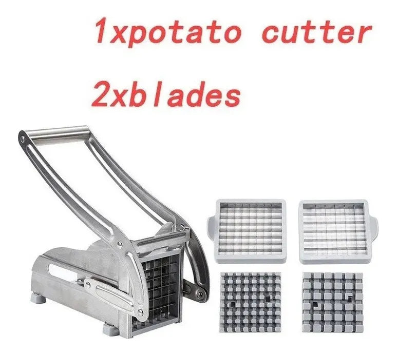 Cortador Picador De Papas Fritas Acero Inoxidable+ 2 Cuchillas
