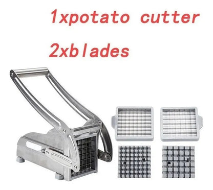 Cortador Picador De Papas Fritas Acero Inoxidable+ 2 Cuchillas