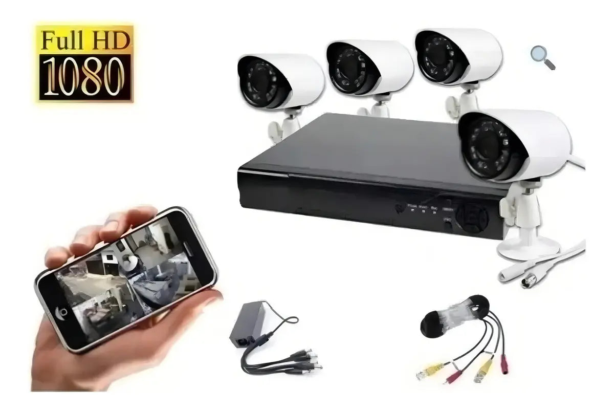 Kit Cctv Seguridad Dvr Ahd + 4 Camaras Exterior / Interior