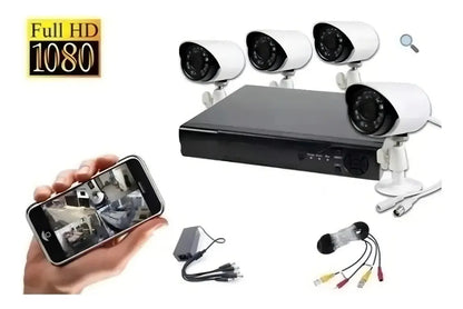 Kit Cctv Seguridad Dvr Ahd + 4 Camaras Exterior / Interior