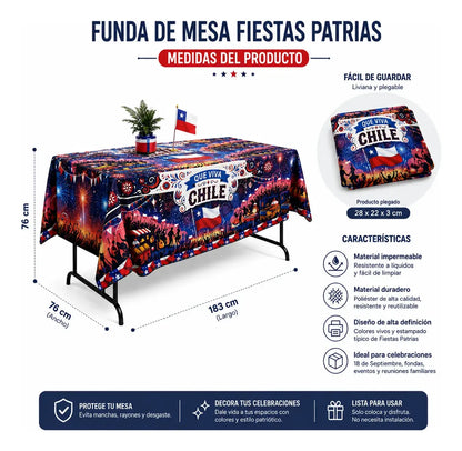 Mantel Funda Mesa Fiestas Patrias 76x183cm Diseños Variados
