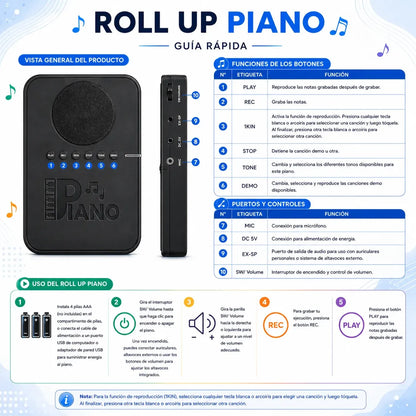 Teclado Musical Piano Flexible Roll Up 37 Teclas Portátil