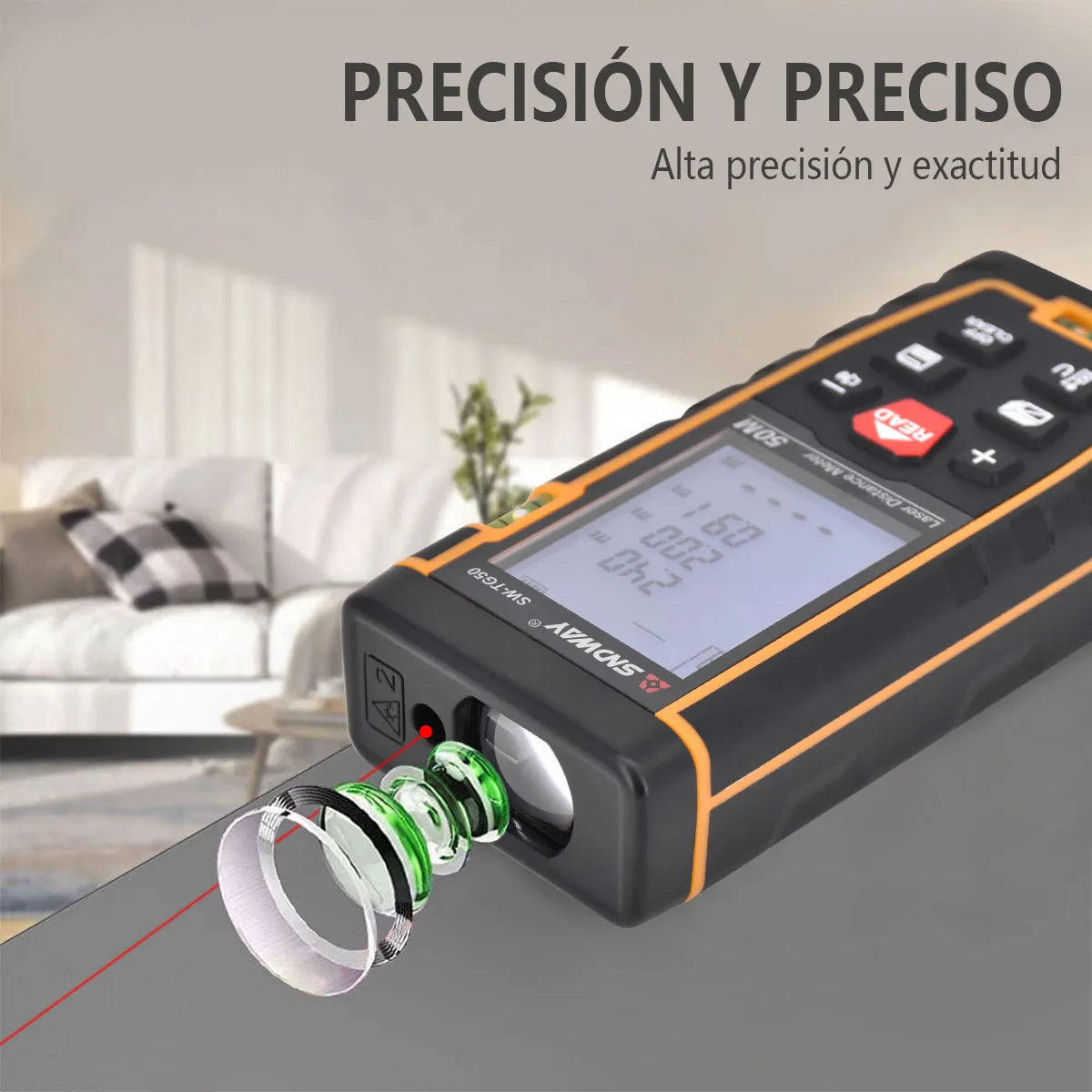 Medidor De Distancia Láser Digital De 50 Metros