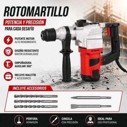 Rotomartillo Cincelador Profesional Con Maletin + Puntas