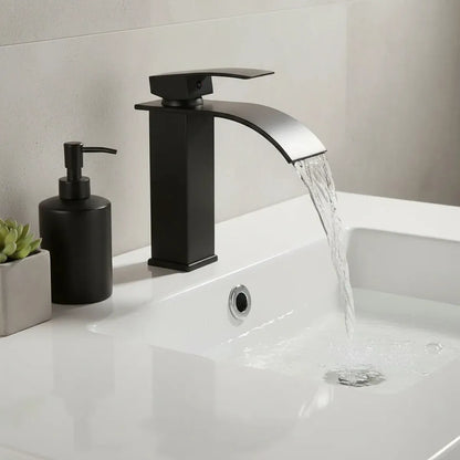 Llave Monomando Cascada Grifería Baño Negro Mate