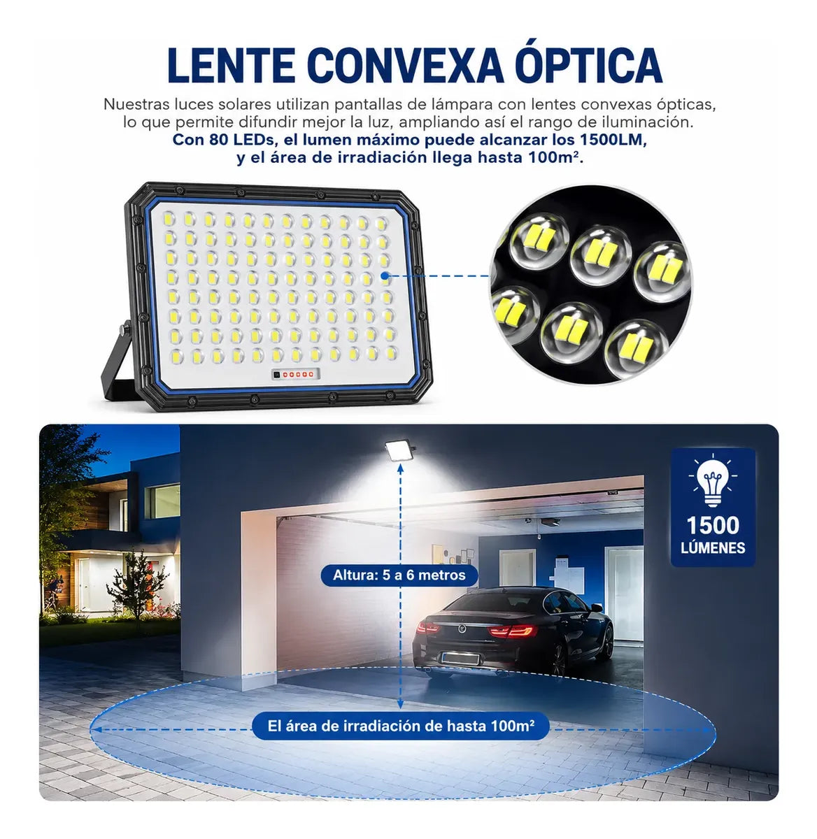 Foco Led Solar 2000w Jortan Reflector Exterior Potente