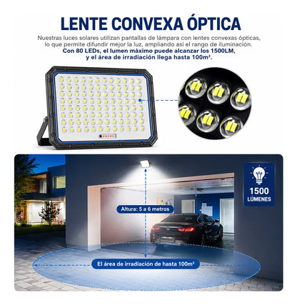 Foco Led Solar 2000w Jortan Reflector Exterior Potente