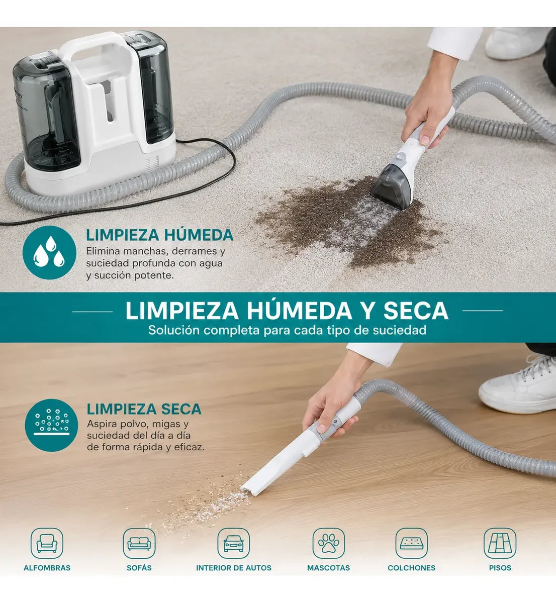 Aspiradora Limpiadora Tapiz Sillones Alfombras 6 Boquillas