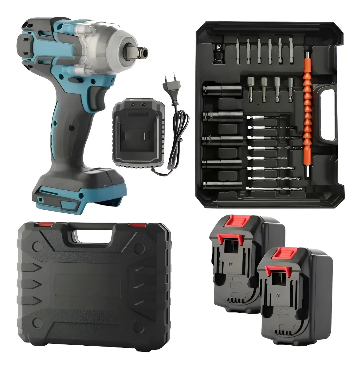 Taladro LLave de Impacto  de 98v Tasbel Con Accesorios + Mandril Incluido