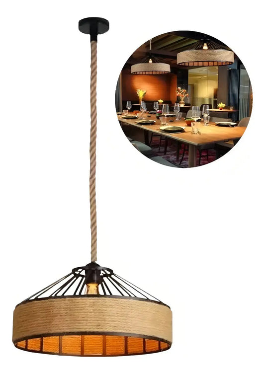 Lámpara Colgante LAMPARA Marrón Cordón LED Techo 30cm Rústica Metal