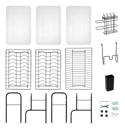 Secador Escurridor De Platos Organizador Cocina 3 Niveles, De Acero.