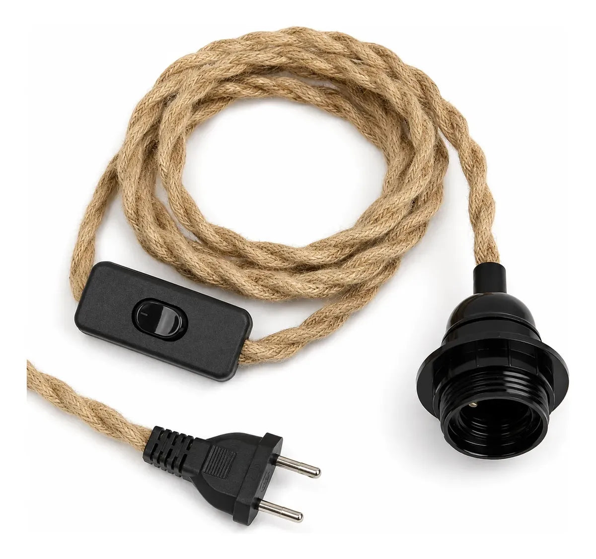Portalámparas Colgante E27 Con Cable Trenzado Estilo Vintage