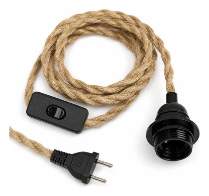 Portalámparas Colgante E27 Con Cable Trenzado Estilo Vintage