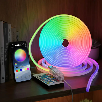 Tira Led Neon Rgbic 5 M Ip68 Usb Bluetooth Control Interior
