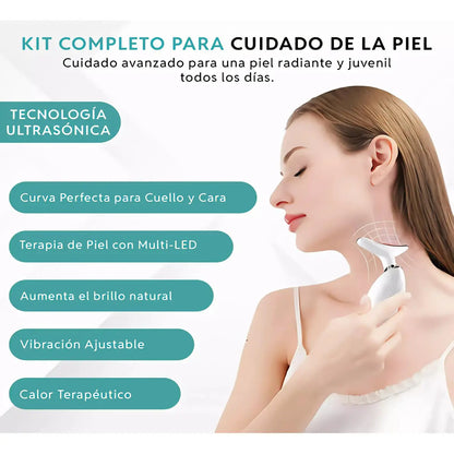 Masajeador Cara Cuello Luz Roja Reductor Papada Antiarrugas Todo Tipo De Piel Día/noche