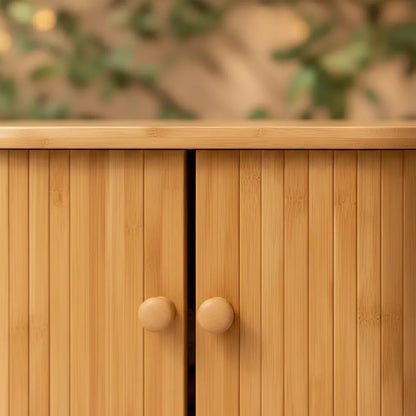 Panera De Bambú Mueble Organizador Pan Doble Puerta Cocina